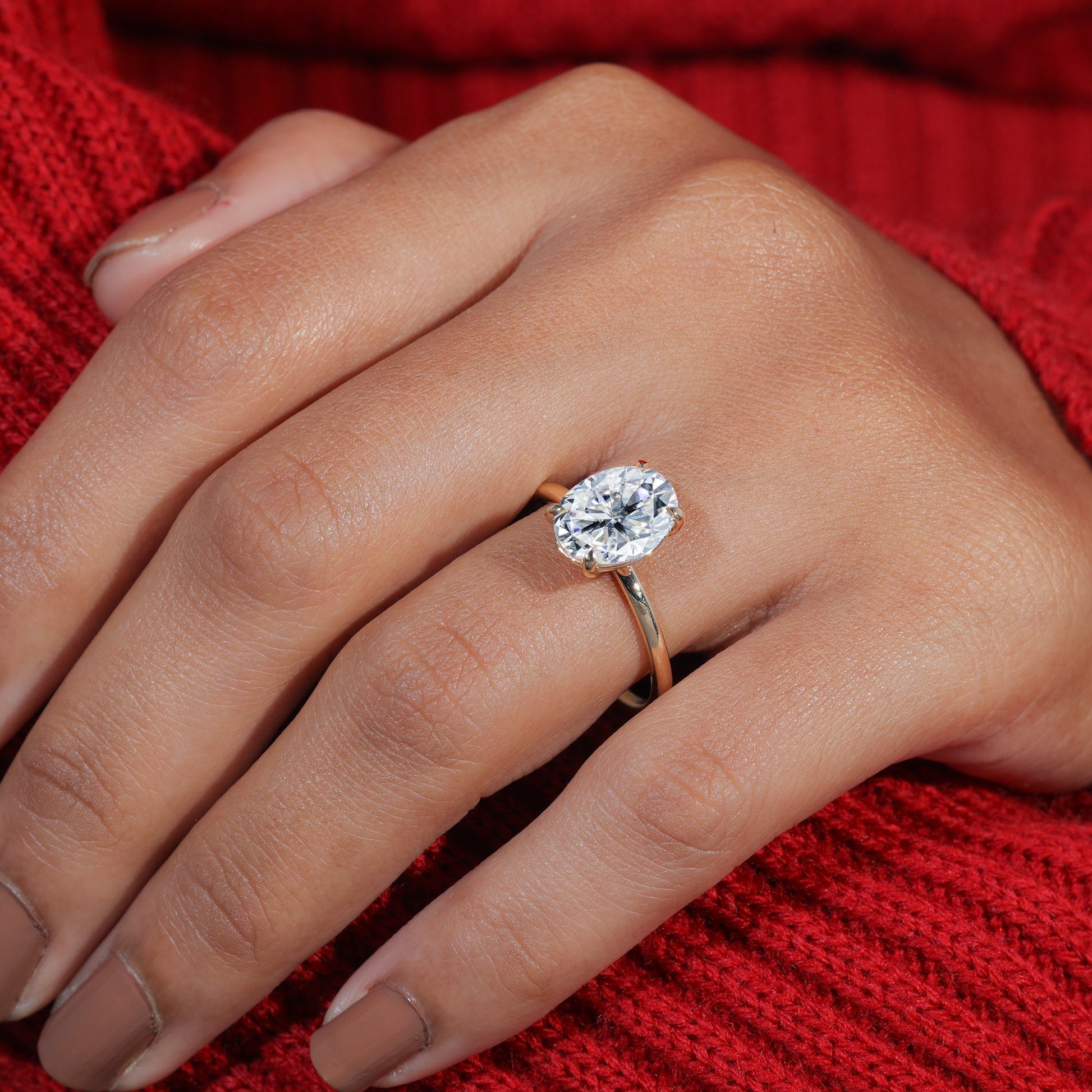 Oval Cut Moissanite Petite Classic Engagement Ring