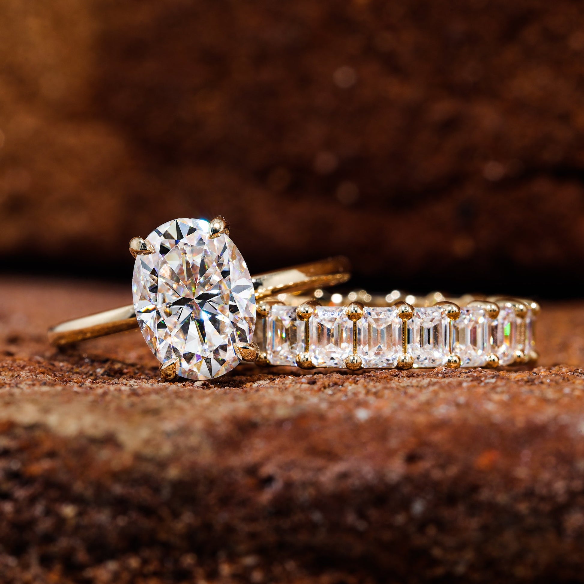 Oval Cut Moissanite Ring With Matching Wedding Band
