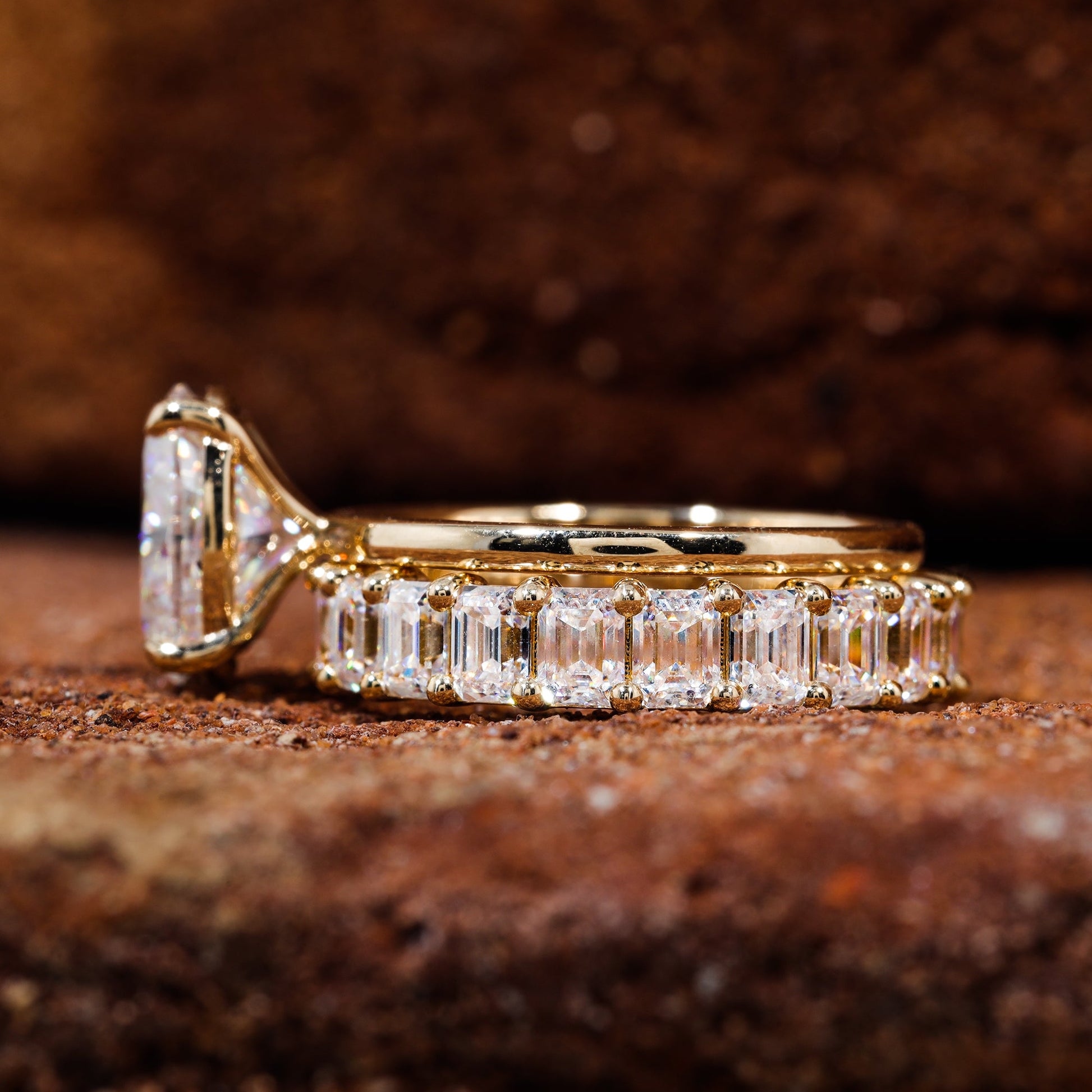 Oval Cut Moissanite Ring With Matching Wedding Band