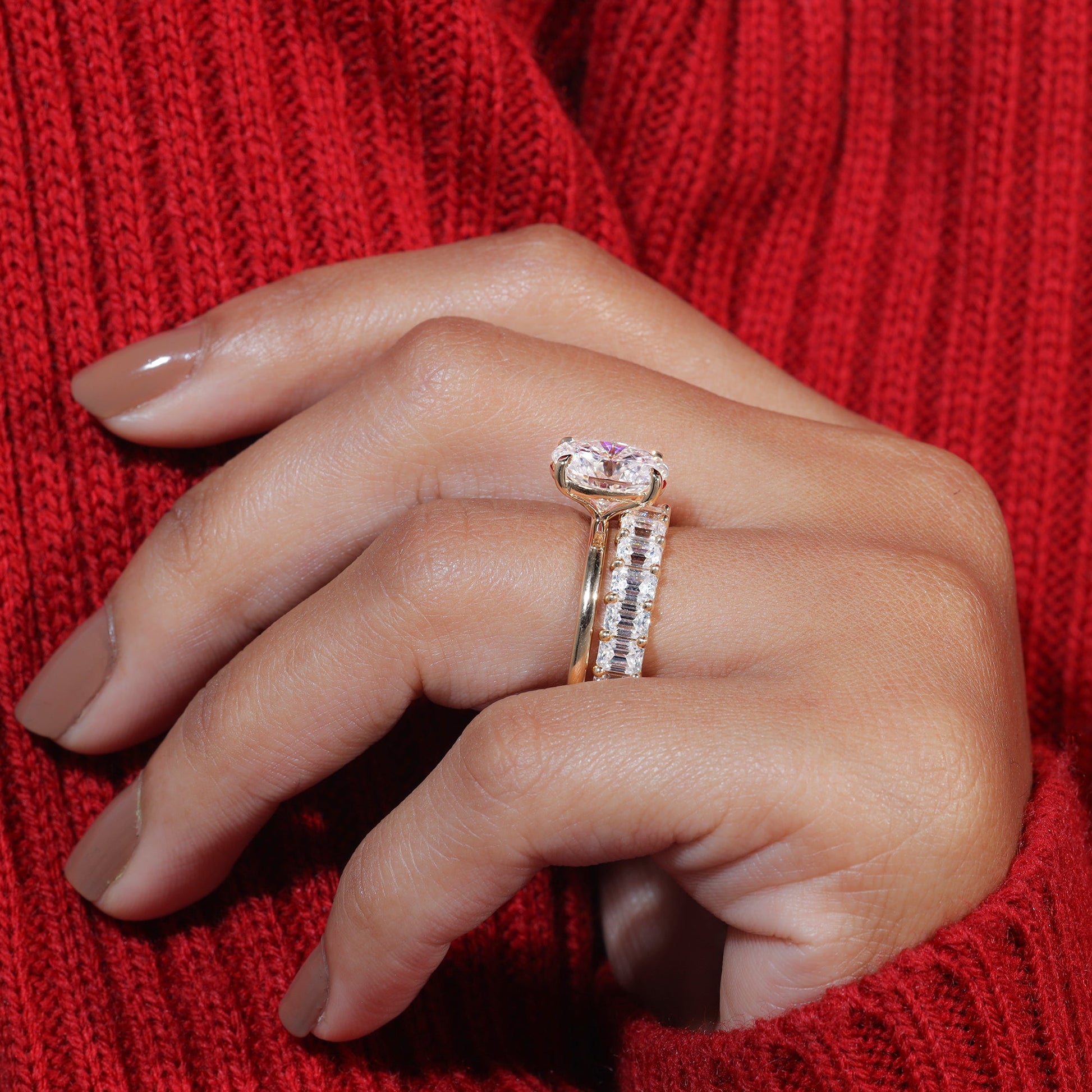 Oval Cut Moissanite Ring With Matching Wedding Band