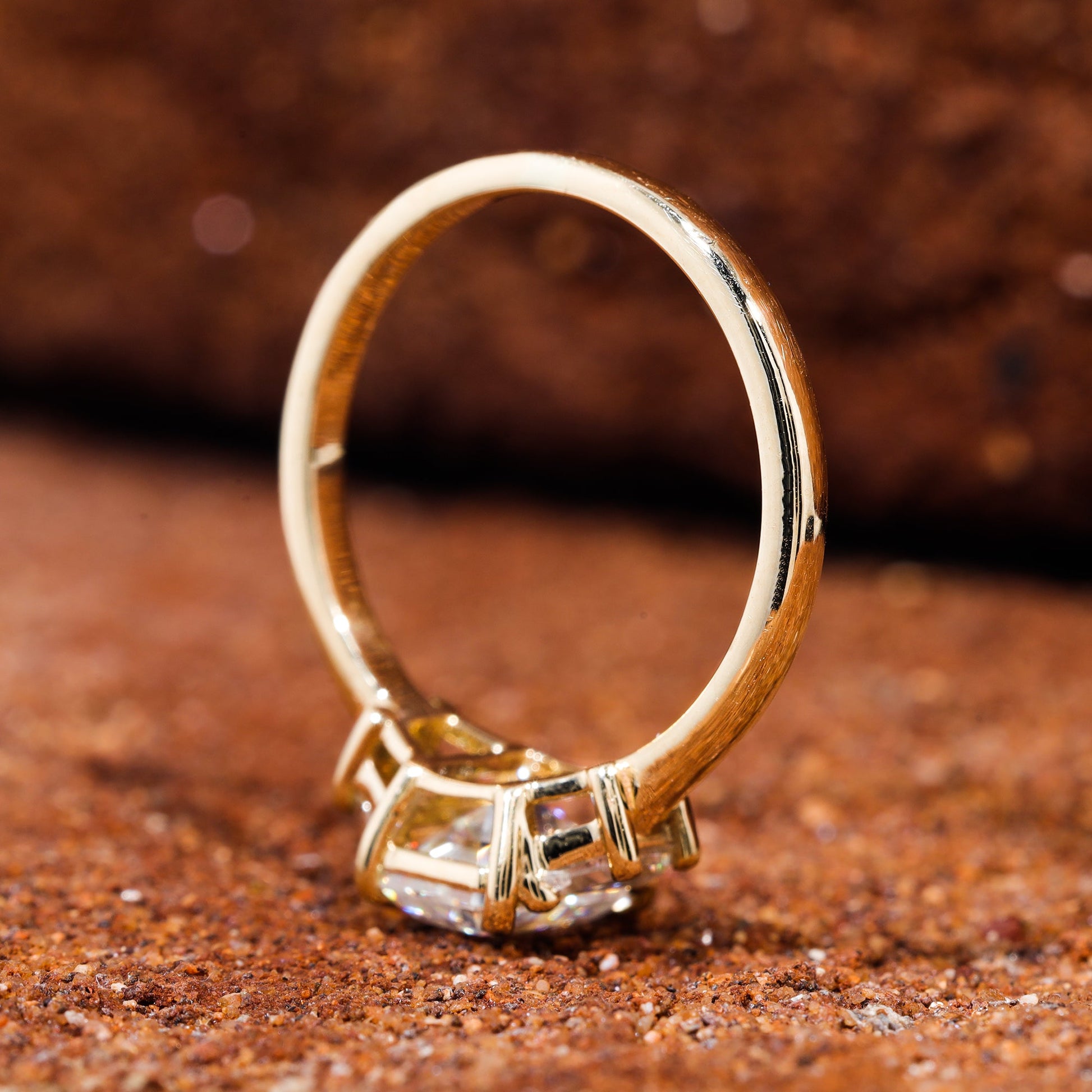 Emerald Cut Moissanite Diamond Trilogy Wedding Ring