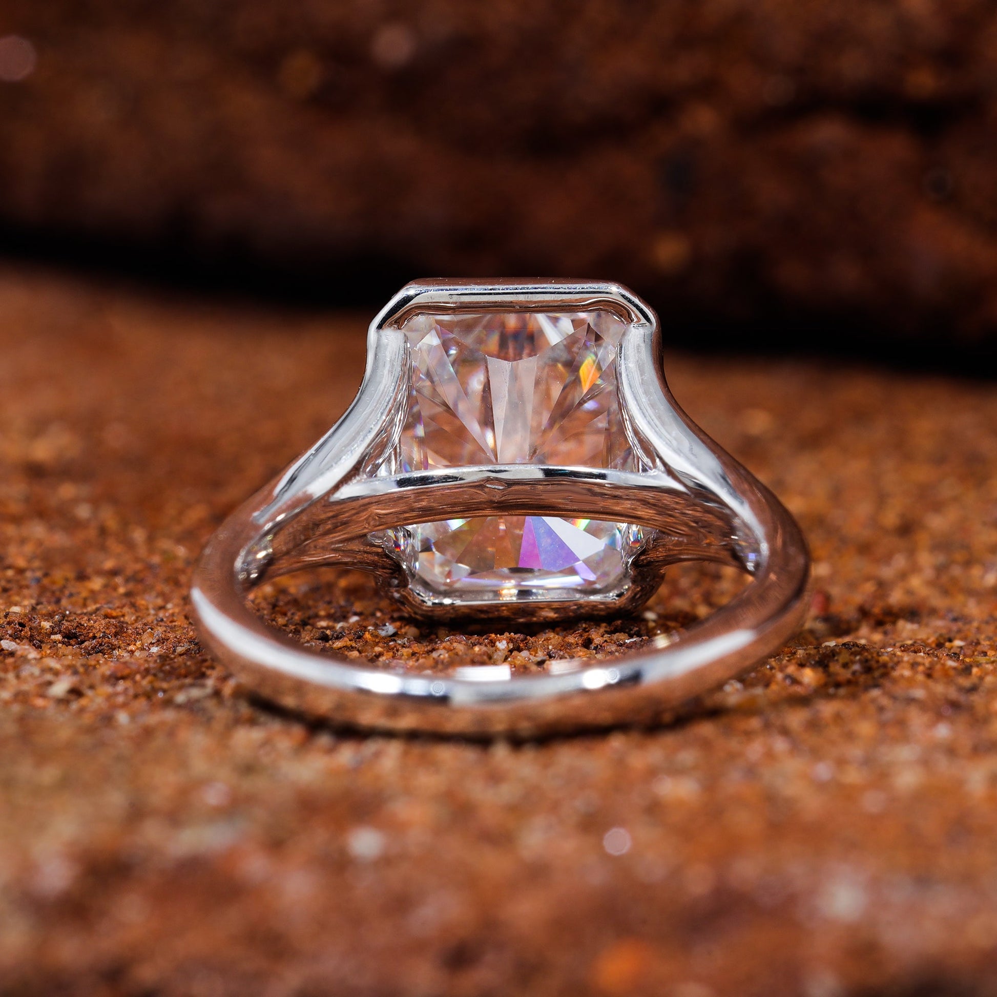 Radiant Cut Moissanite Split Shank Engagement Ring