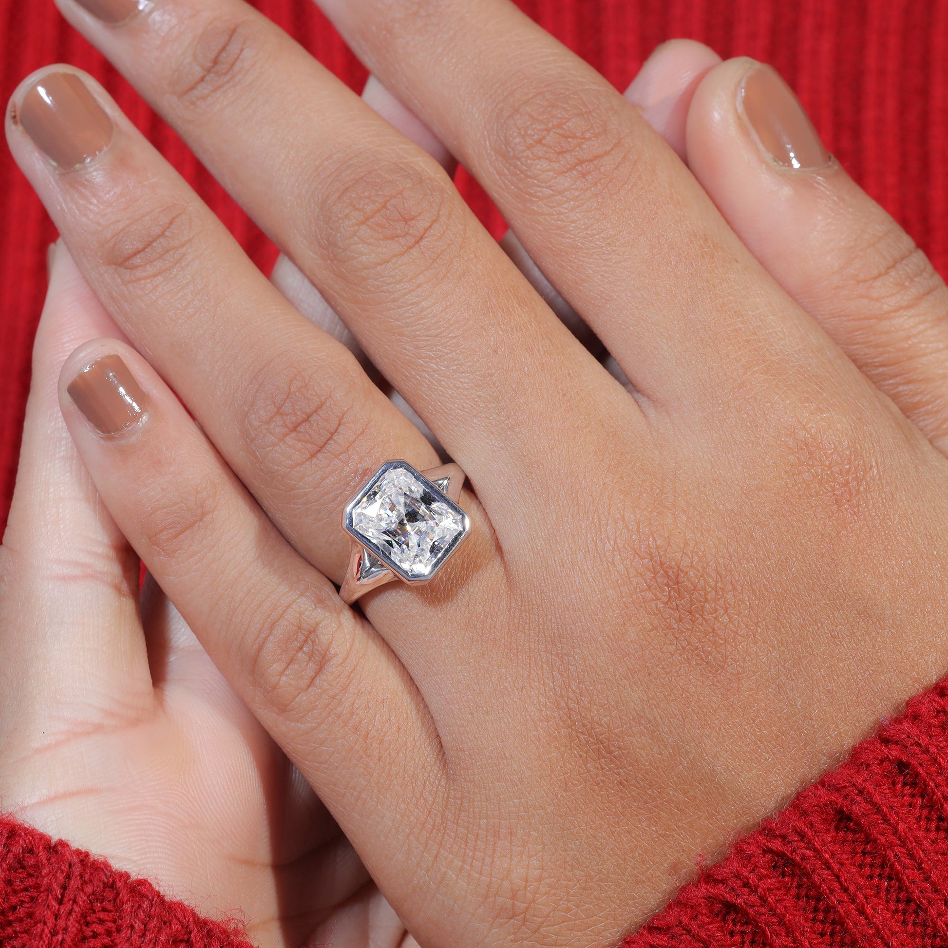 Radiant Cut Moissanite Split Shank Engagement Ring