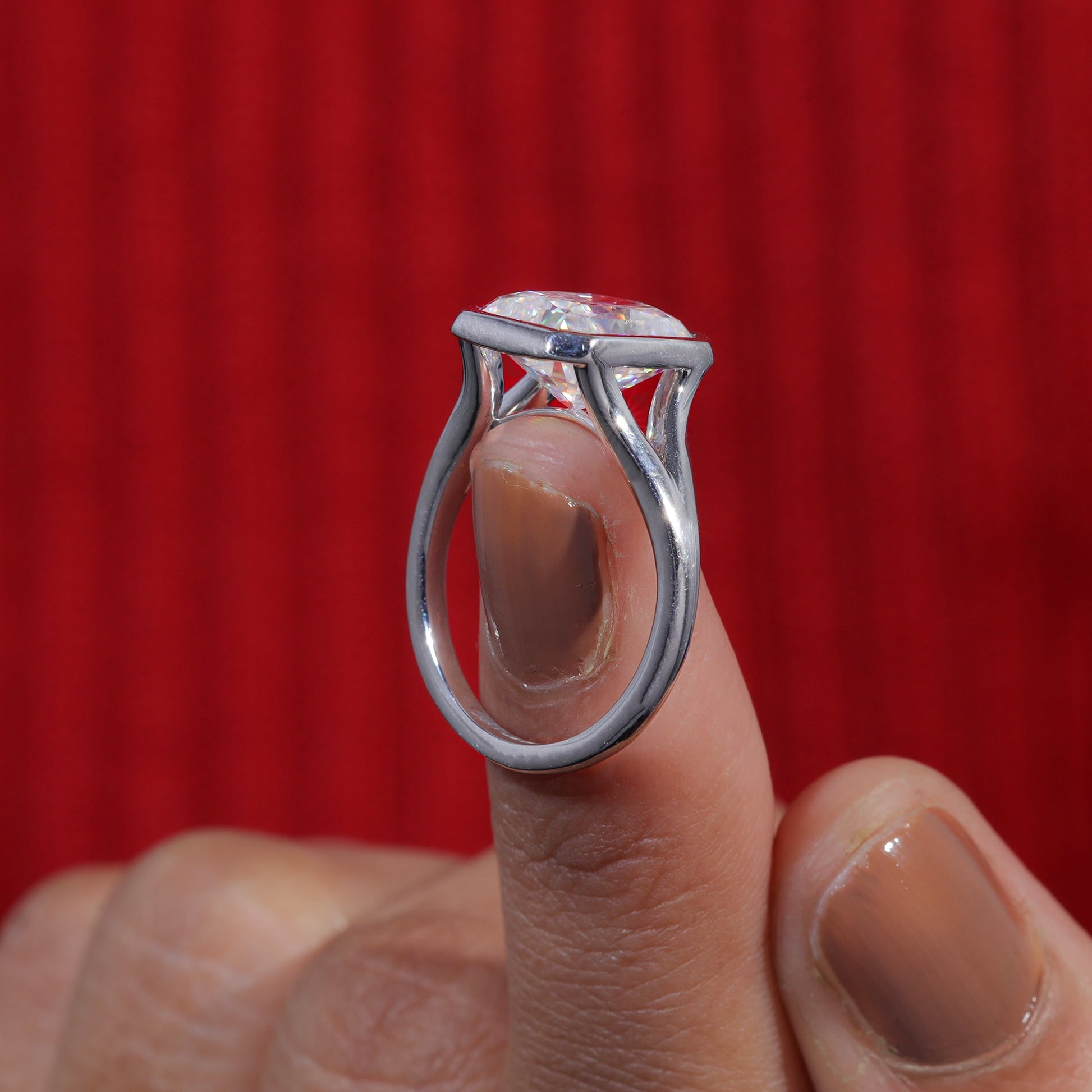 Radiant Cut Moissanite Split Shank Engagement Ring