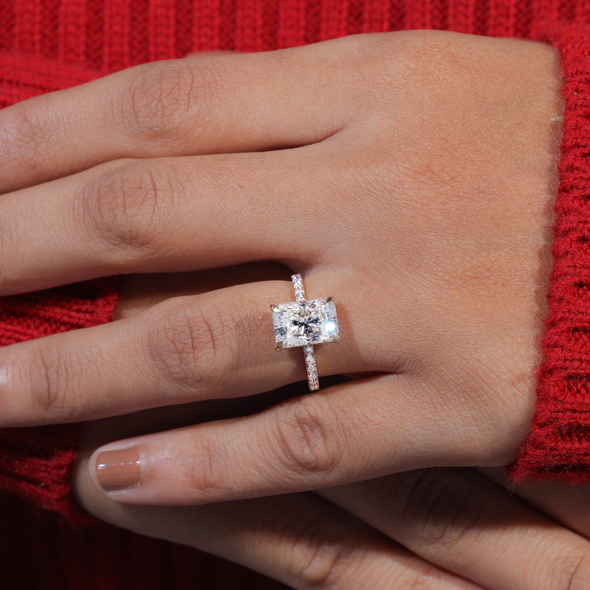 Radiant Cut Moissanite Wedding Engagement Ring