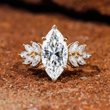 Six Prong Set Marquise Cut Moissanite Engagement Ring