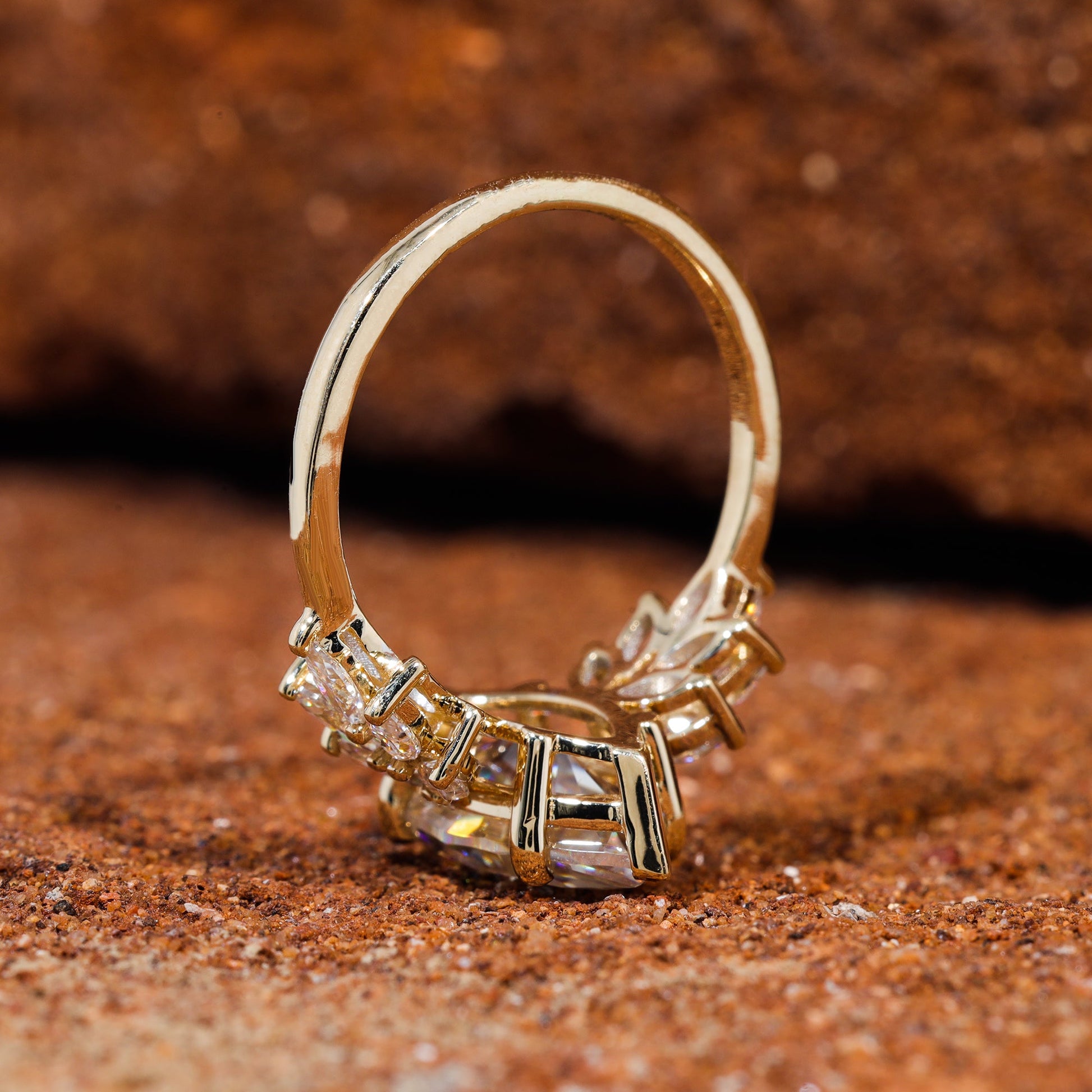 Six Prong Set Marquise Cut Moissanite Engagement Ring