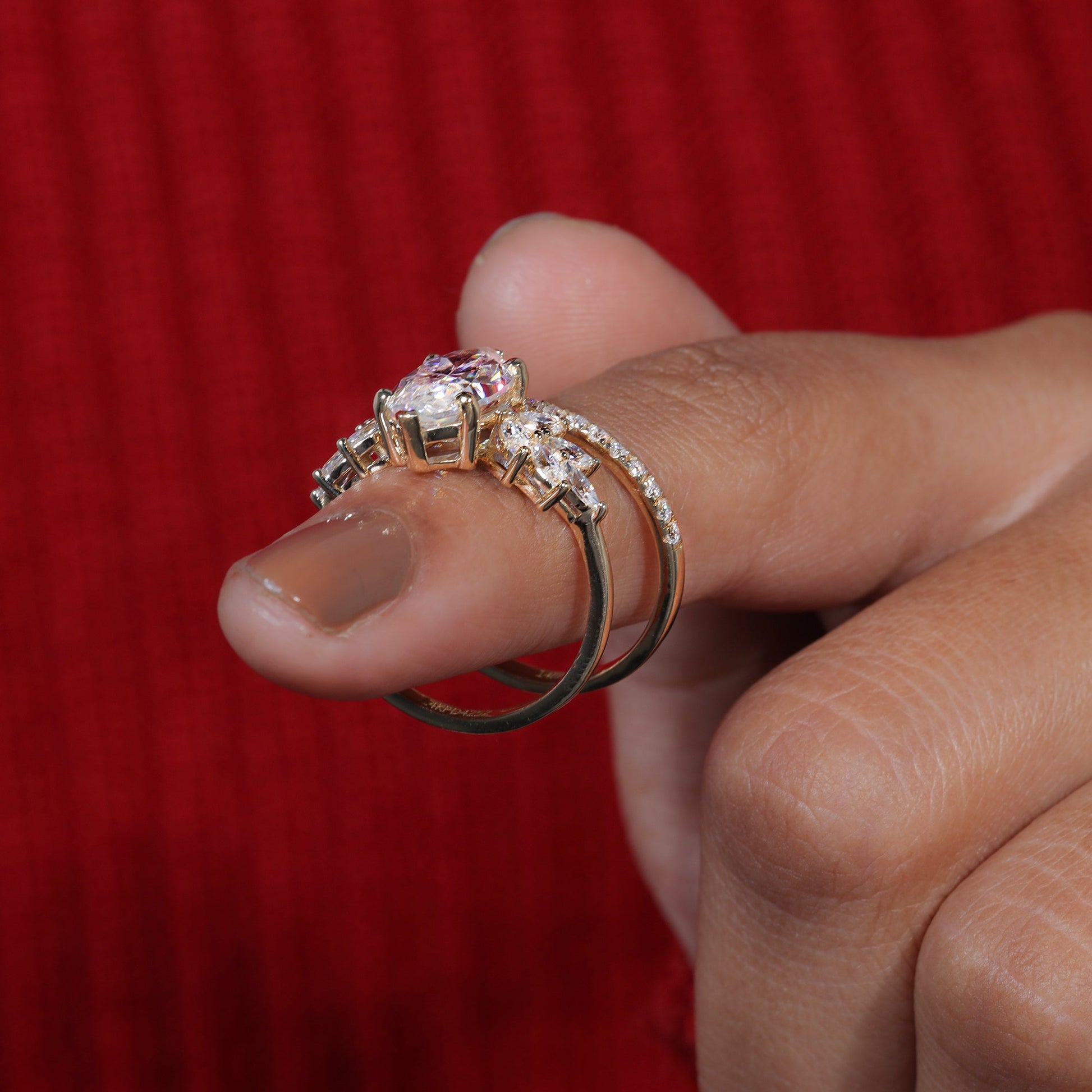 Marquise Cut Moissanite Vintage Bridal Ring Set