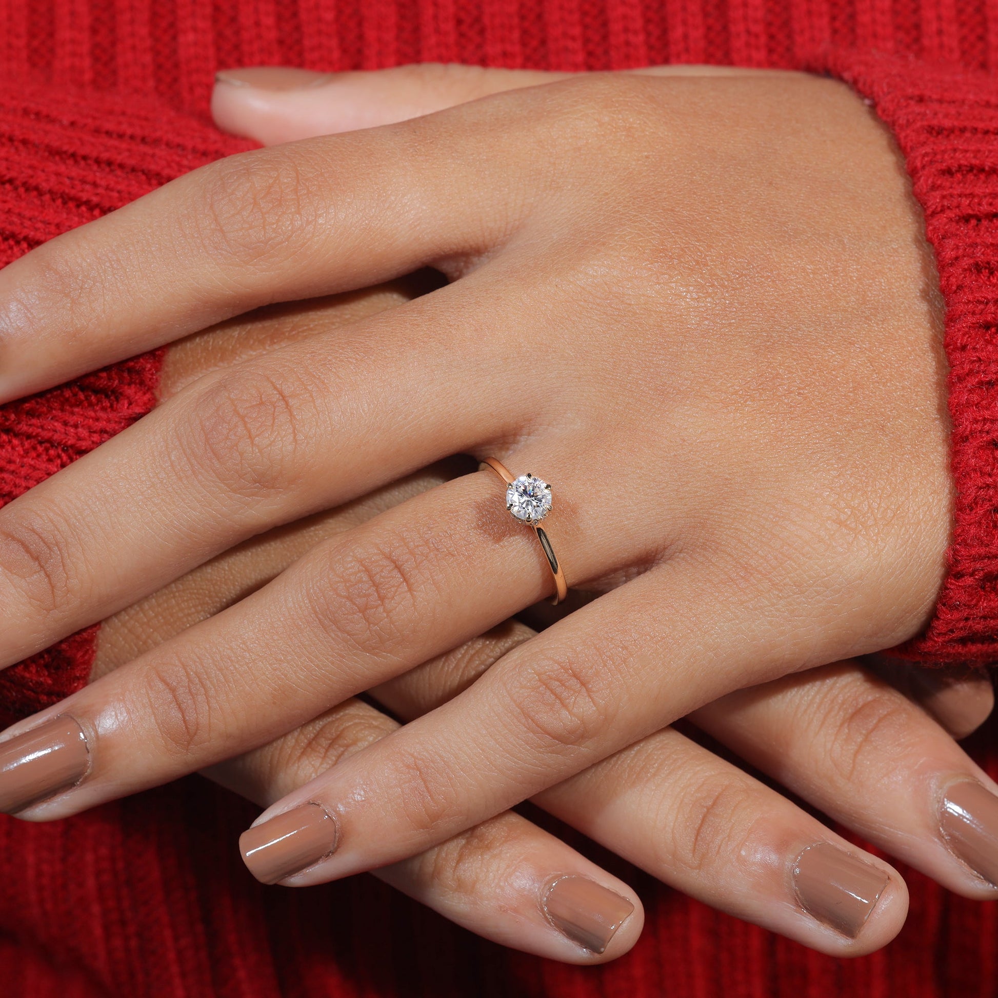 Brilliant Round Cut Moissanite Classic Engagement Ring
