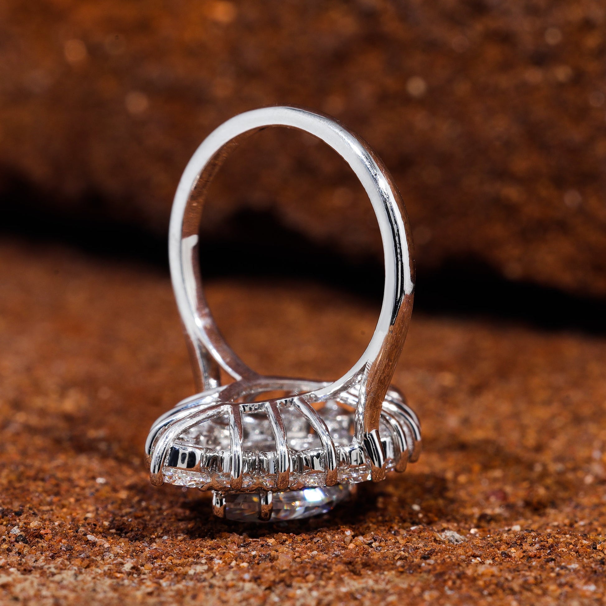 Marquise Moissanite Double Halo Set Engagement Ring